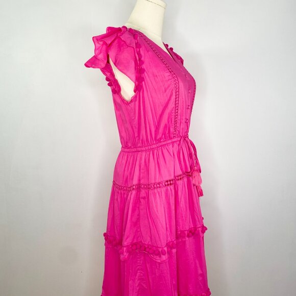 J Crew - Pink Boho Flamenco Pom-Pom Maxi Dress - Picture 4 of 7